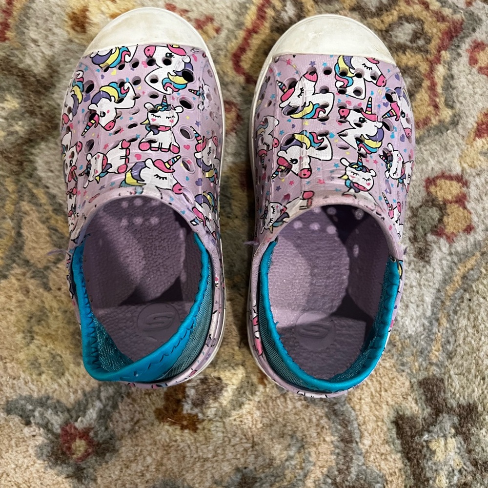 Skechers Pink and White Slippers Easy Slip-On Comfort